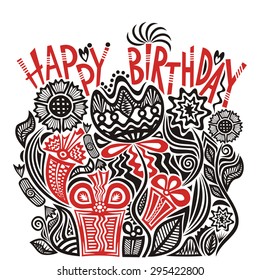 Happy birthday greeting card vector illustration