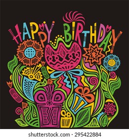 Happy birthday greeting card vector illustration