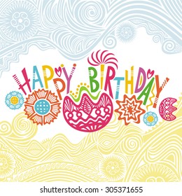 Happy birthday greeting card vector illustration