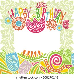 Happy birthday greeting card vector illustration