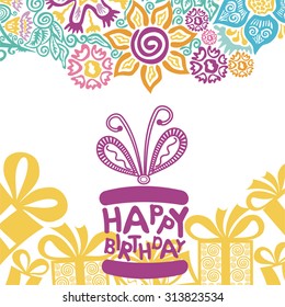 Happy birthday greeting card vector illustration