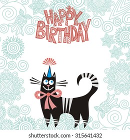 Happy birthday greeting card vector illustration