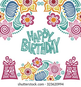 Happy birthday greeting card vector illustration