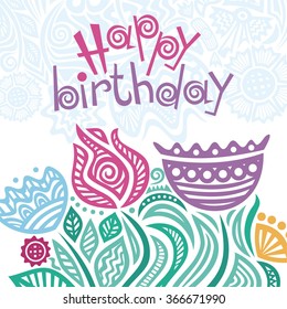 Happy birthday greeting card vector illustration