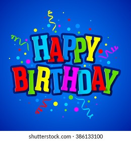 Feliz cumpleaños, tarjeta de felicitación. Vector.