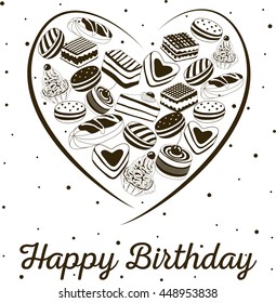 Happy birthday. Greeting card of birthday. Vector illustration