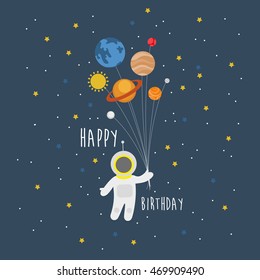 Happy birthday greeting card. Vector illustration.