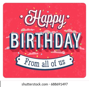 Happy Birthday greeting card. Vector illustration.