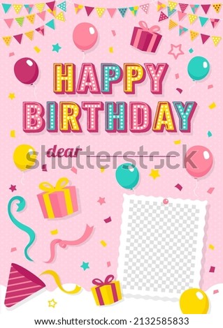 Happy birthday greeting card vector illustration (with a space where you can write your name freely)