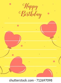 Happy birthday greeting card with yellow background