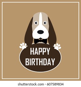 Happy Birthday greeting card.Cute dog cartoon.