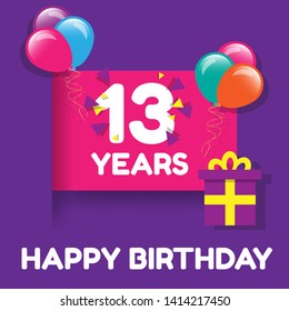 Happy Birthday Greeting Cards 13 Years Stock Vector (Royalty Free ...