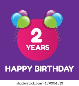 Happy Birthday Greeting Cards 2 Years Stock Vector (Royalty Free ...