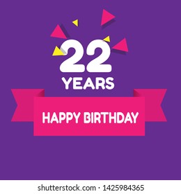 Happy Birthday Greeting Cards 22 Years Stock Vector (Royalty Free ...