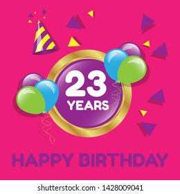 Happy Birthday Greeting Cards 23 Years Stock Vector (Royalty Free ...