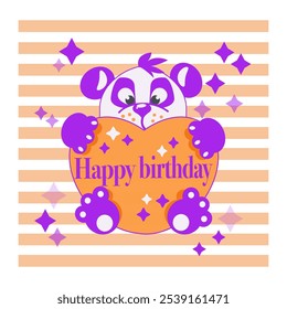 Happy Birthday greeting with the image of a bear with a heart