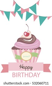 Happy Birthday greeting or invitation card. Vector illustration