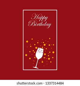 happy birthday. greeting, invitation or menu cover. vector illustration with glass