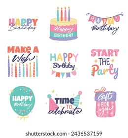 Happy birthday greeting logo badges and sayings 