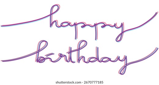 Happy Birthday greeting. A stylized risograph happy birthday typography design, modern calligraphy text for greeting card, poster, party invitation, vector illustration isolated on white background