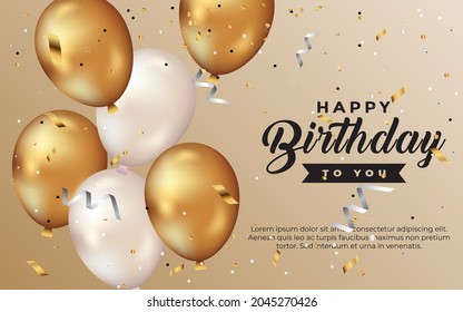 happy birthday greeting template with balloon