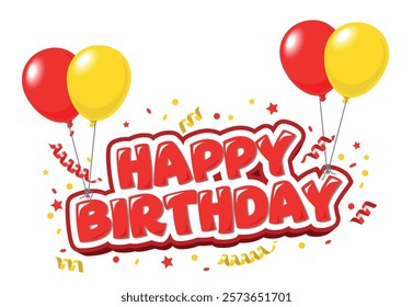 Happy birthday greeting text rises on balloons. Vector template for greeting card , invitation on transparent background