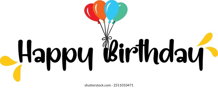 Happy birthday greeting vector background. Birthday greeting text with balloons