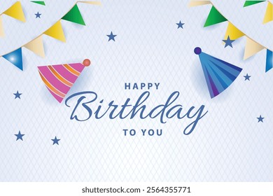 Happy birthday greeting vector background. Birthday greeting text with gift illustration design