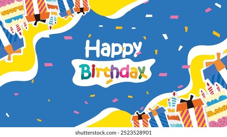 Happy birthday greeting vector design. Birthday greeting text for invitation card template. Vector illustration birth day card design.