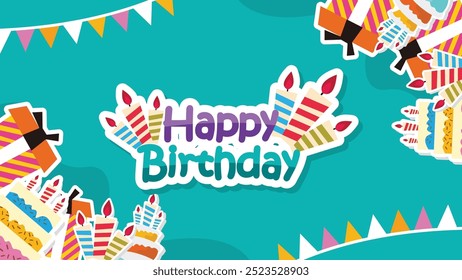 Happy birthday greeting vector design. Birthday greeting text for invitation card template. Vector illustration birth day card design.