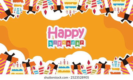 Happy birthday greeting vector design. Birthday greeting text for invitation card template. Vector illustration birth day card design.