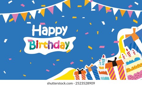 Happy birthday greeting vector design. Birthday greeting text for invitation card template. Vector illustration birth day card design.