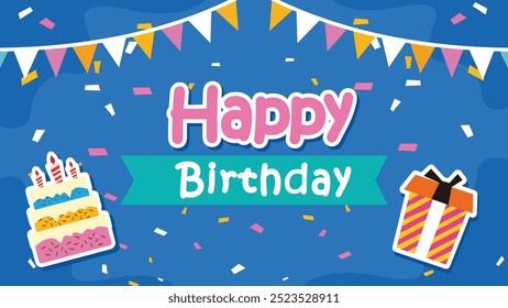 Happy birthday greeting vector design. Birthday greeting text for invitation card template. Vector illustration birth day card design.