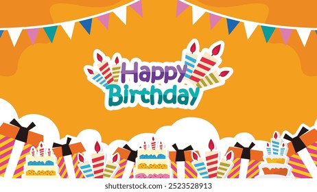 Happy birthday greeting vector design. Birthday greeting text for invitation card template. Vector illustration birth day card design.