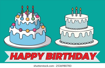 Happy birthday greeting vector design, 