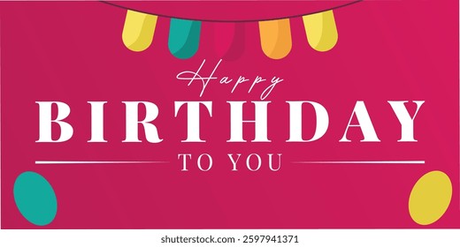 Happy birthday greeting vector design. Birthday greeting text in white orang color with balloon, party, whistle elements and paper cut clouds background. Vector illustration birthday party. EPS file