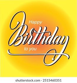 Happy Birthday greeting vector template design. Birthday greeting text in whit and yellow background with party art and elements colorful background. Vector illustration. EPS file.