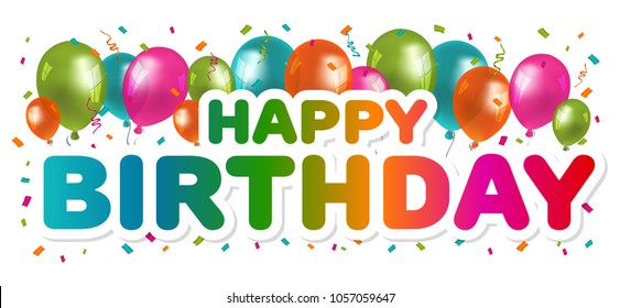 Happy Birthday Greetings Lettering Design Balloons Stock Vector ...