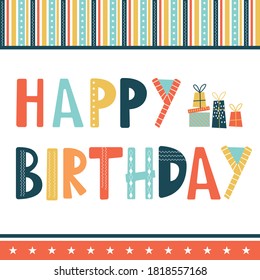 Happy Birthday Greetings With Border On White Background