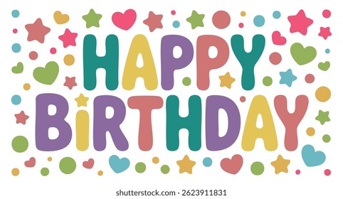 Happy birthday greetings card. kids party. 