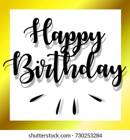Happy Birthday Greetings Card Vector Calligraphy Gold Background