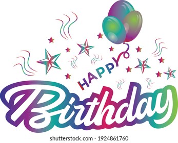 Happy birthday greetings with colorful balloons. Vector file best for cards eps 10 support