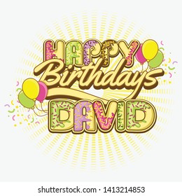 Happy birthday greetings for David Vector