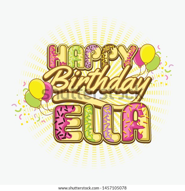 Happy Birthday Greetings Ella Vector のベクター画像素材 ロイヤリティフリー