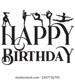 Happy Birthday gymnastic girl sign design elements