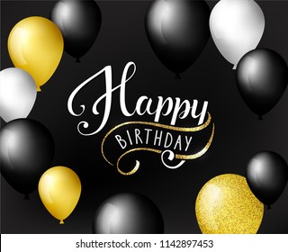 Glossy Happy Birthday Balloons Background Vector Stock Vector (Royalty ...