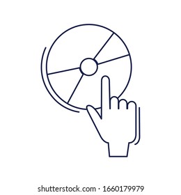 Happy Geburtstag, Hand mit CD-Musik Feier Vektorillustration Illustrationslinie Stil Symbol