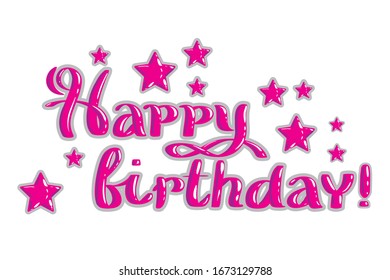 Happy birthday hand drawing vector lettering