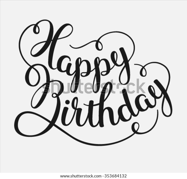 Happy Birthday Hand Drawn Calligraphy Illustration Vetor Stock Livre