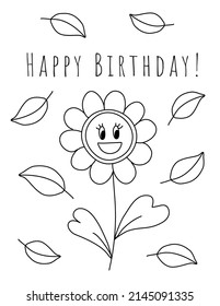 Happy Birthday Hand Drawn Coloring Pages Stock Vector (Royalty Free ...